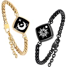 PULOMI Long Distance Touch Bracelets, Light up Remote Smart Matching Couples Bracelet for Couple Long Distance Relationship Girlfriend Boyfriend Festival Gifts Lover Jewelry Set