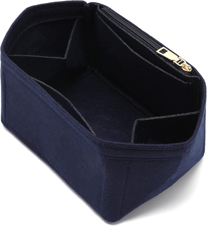 Purse Organizer Insert for Handbags, Felt Bag Shaper Insert Fit H Piction 18, 6 Pockets(Blue Nuit,Small)