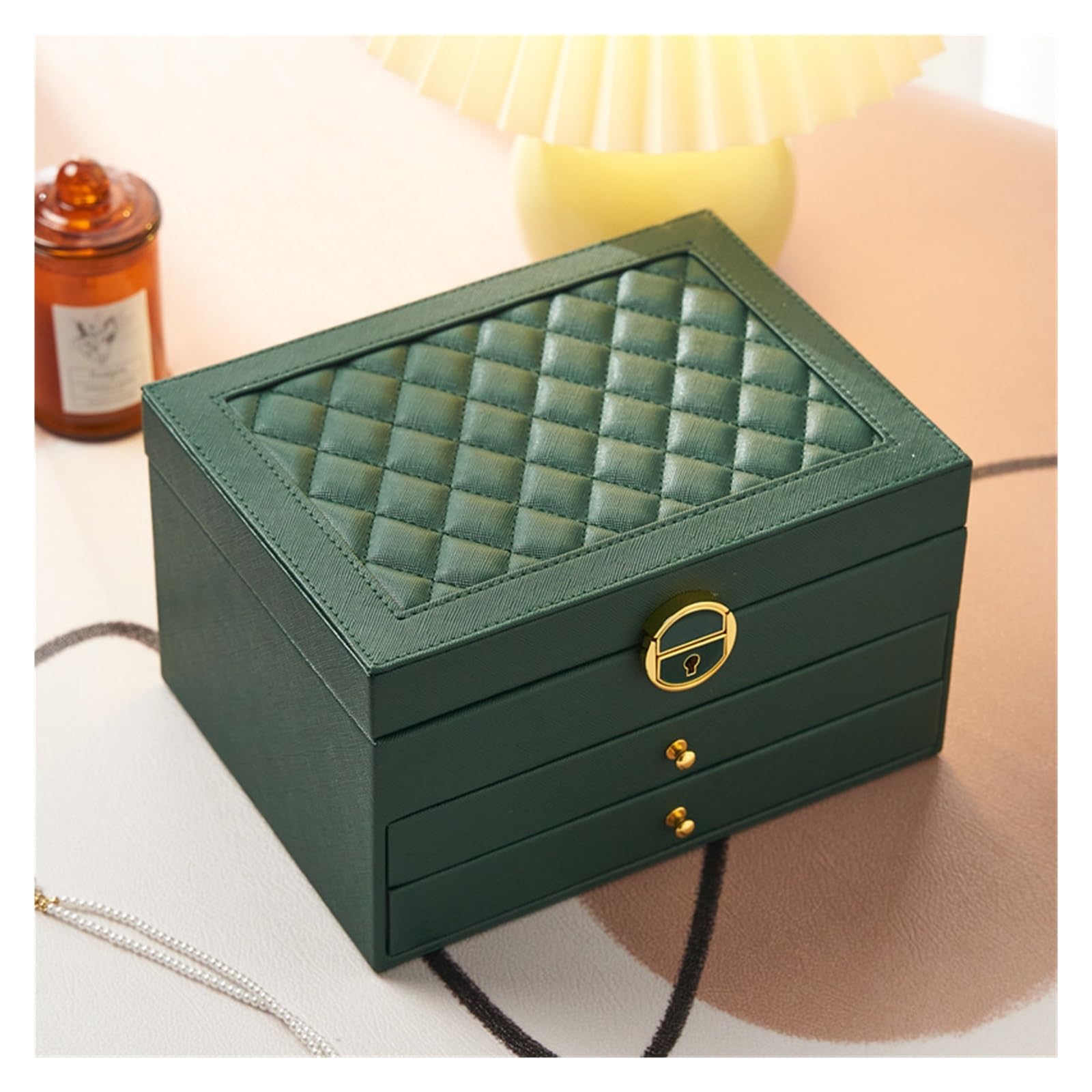 Joyeros Organizador Joyero Clásico De PU De Tres Niveles Caja Para Joyas | Adorno Multifuncional Para Almacenamiento.