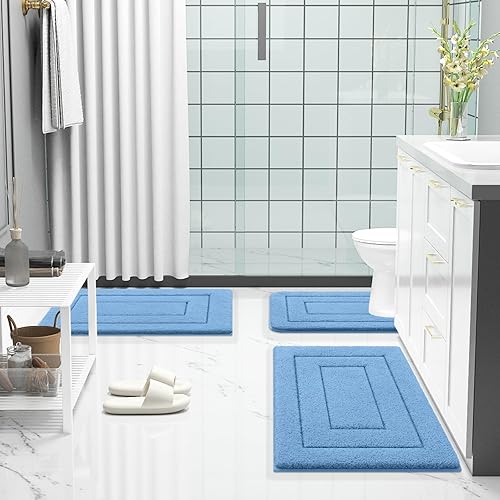 Miniatura 77 de Buganda Alfombras de baño, 24" x 16", Alfombras de baño de microfibra suaves y absorbentes, Alfombra de ducha esponjosa antideslizante, Alfombras de