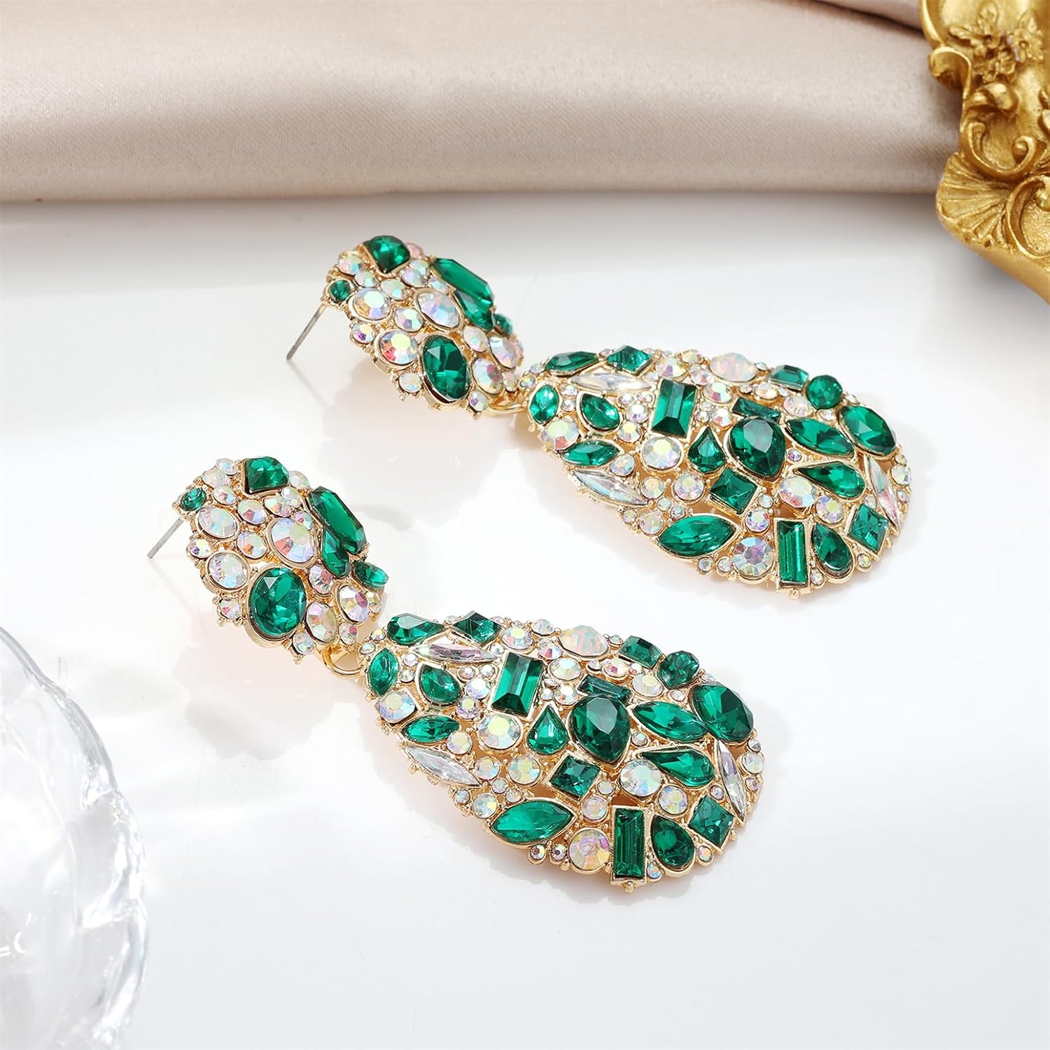 ATIMIGO Rhinestone Teardrop Dangle Earrings Trendy Crystal Drop Statement Earrings hypoallergenic Chandelier Fashion Earrings for Women - Image 5