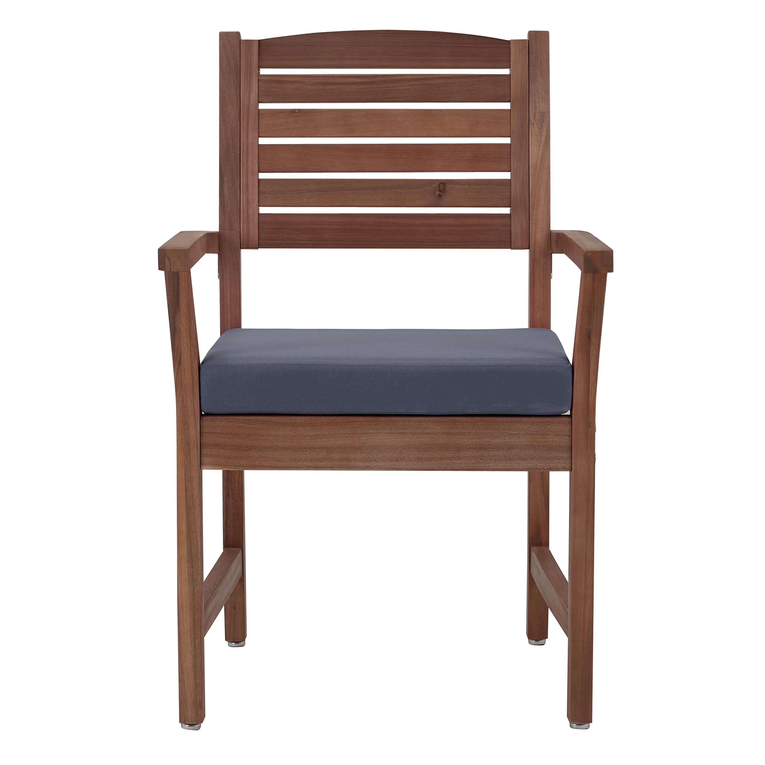 Amazon Aware Lot de 2 chaises d'extérieur rembourrées en bois d'acacia, Finition noyer, Poids maximal supporté 102 kg