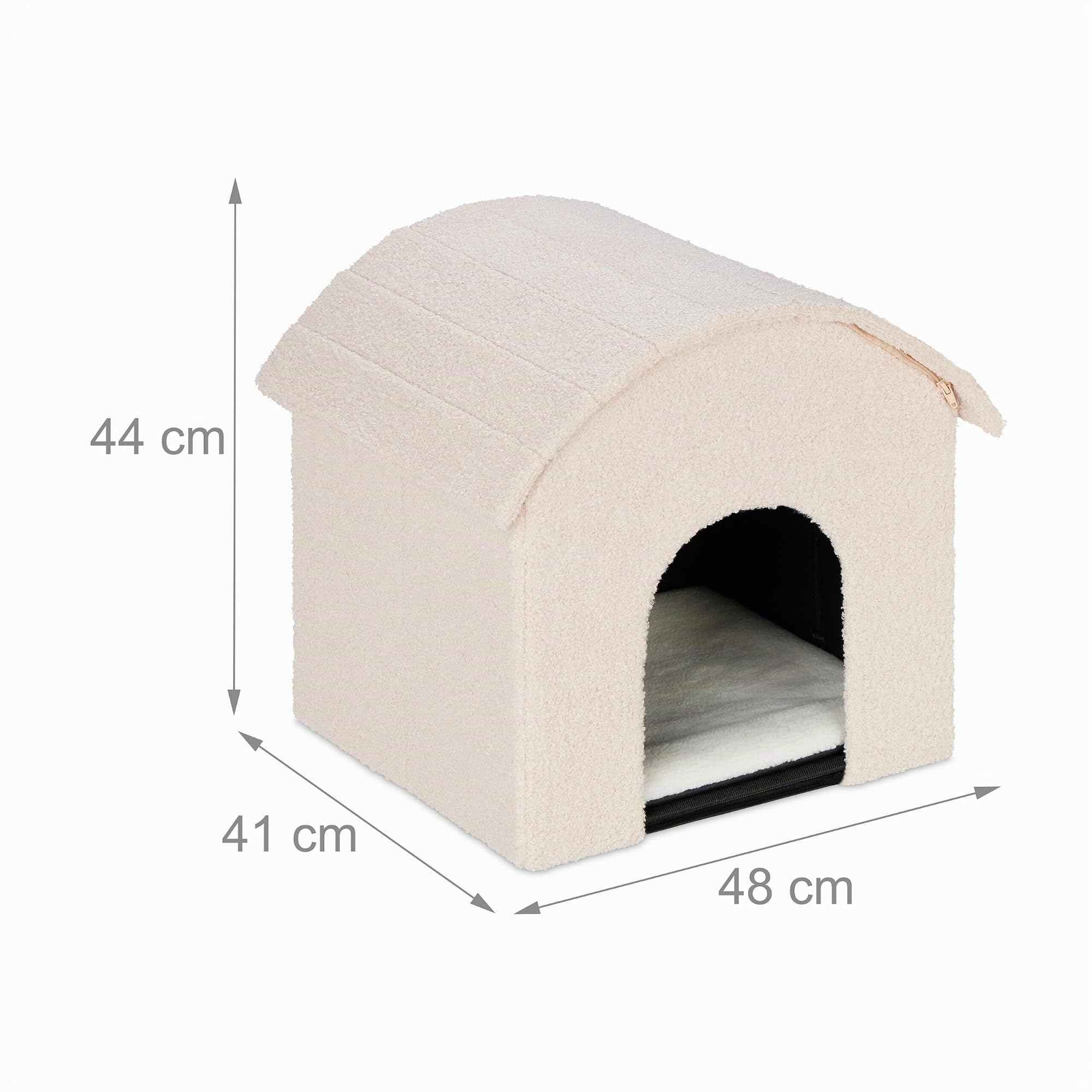 Relaxdays Niche pour Chat, Pliable et Moelleux, Lieu de Refuge, Surface à griffer, H x L x P : 44 x 48 x 41 cm, Beige