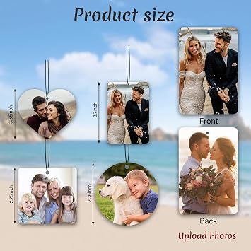 Custom Air fresheners with Picture - Personalized Photo Air Freshener for Car,Personalized Double Side Photo Text for Car Bathroom, Wardrobe Gifts for Boyfriend Men Women (Rectangle, personalized)