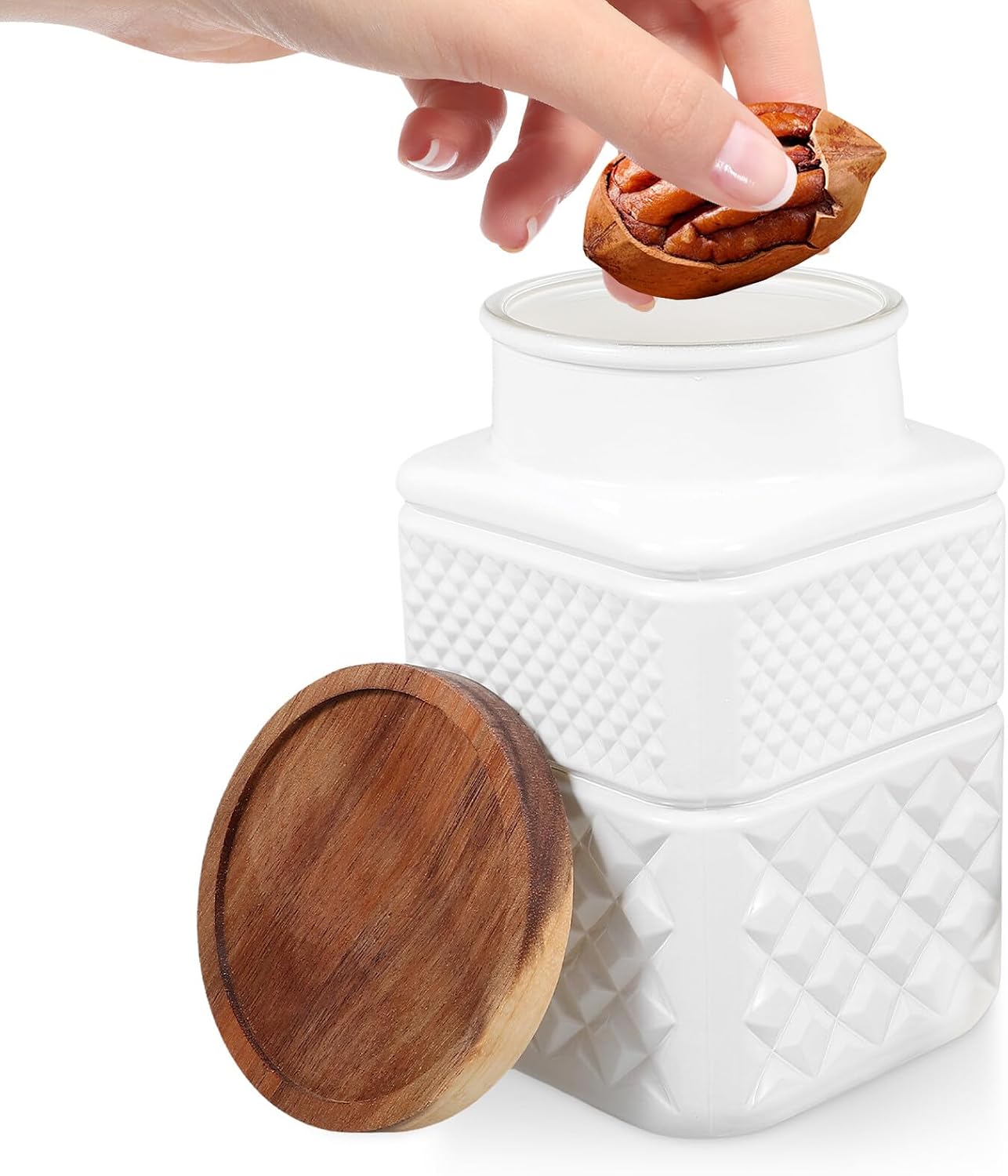 Glass Sealed Jar and Grain Storage Canister Set 1800ml Matte White Glass Food Container with Lid Airtight Tea Coffee Sugar Storage for Kitchen Organization