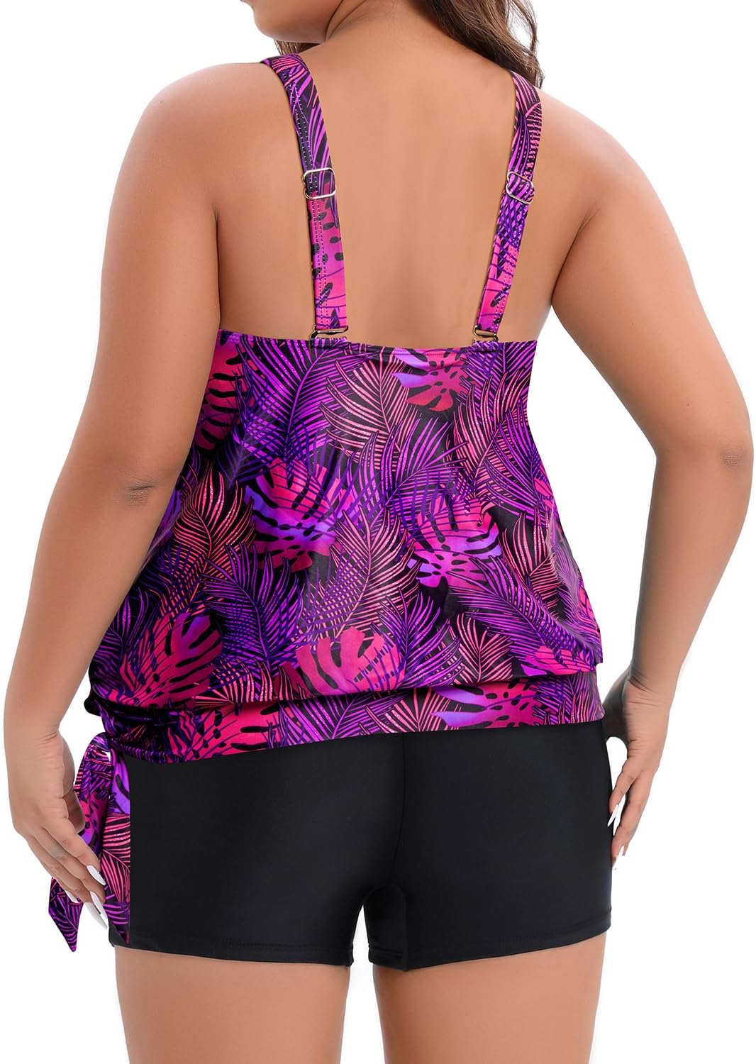 VBVC Women Plus Size 2 Piece Tankini Swimsuits Tummy Control Bathing Suits With Boy Shorts