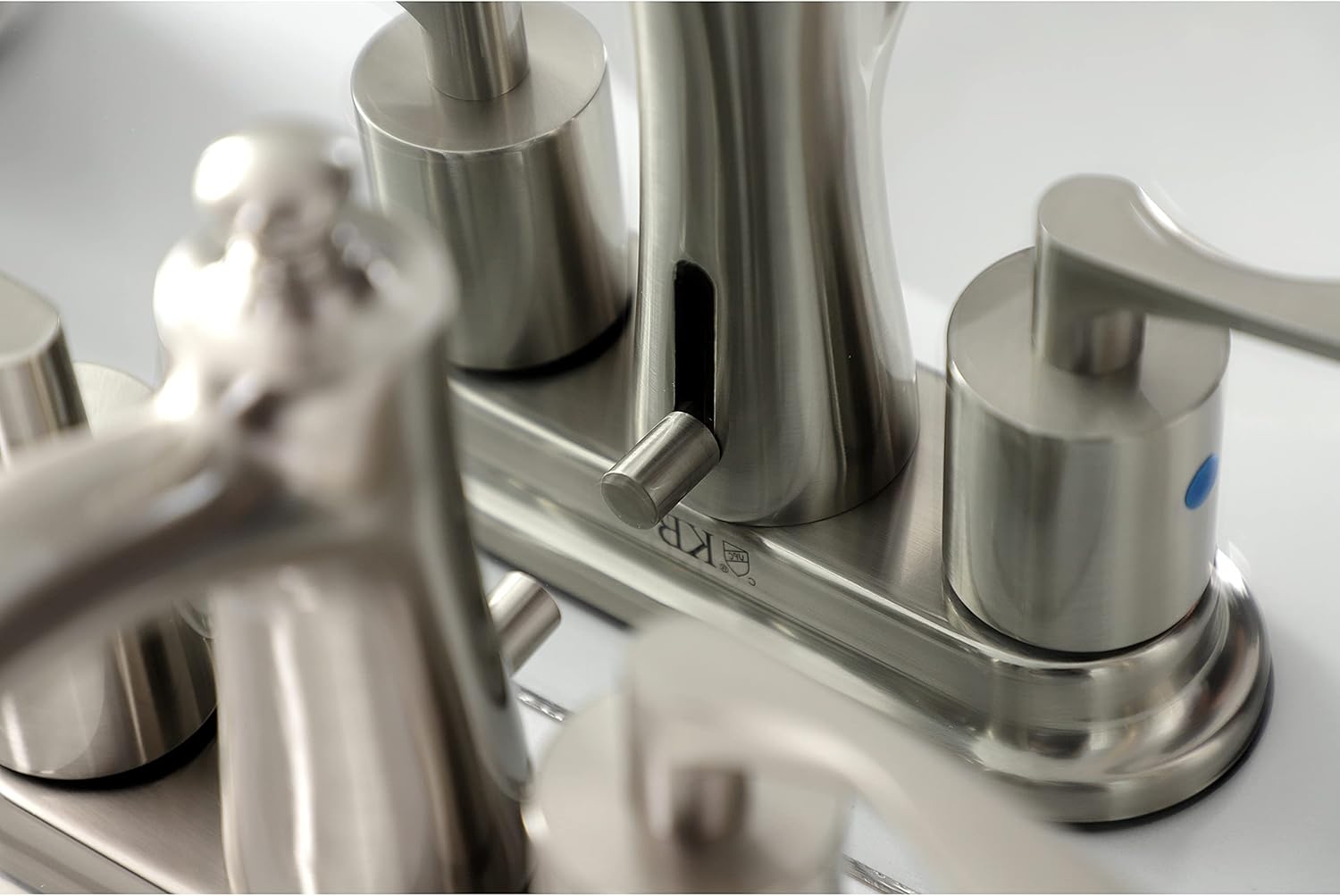 Kingston Brass FB7628SVL 4" Centerset Bathroom Faucet with Retail Pop-Up, Brushed Nickel