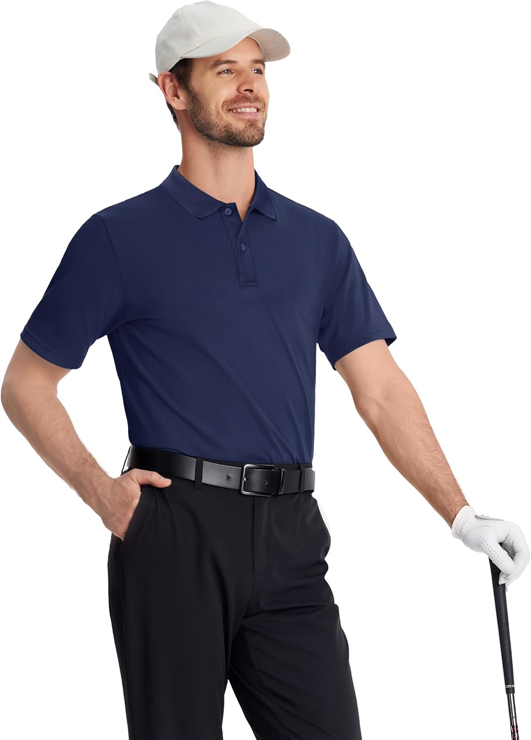 TACVASEN Polo Shirts for Men Short Sleeve Quick-Dry Breathable Pique Golf Polo Solid Cotton Polo T-Shirts