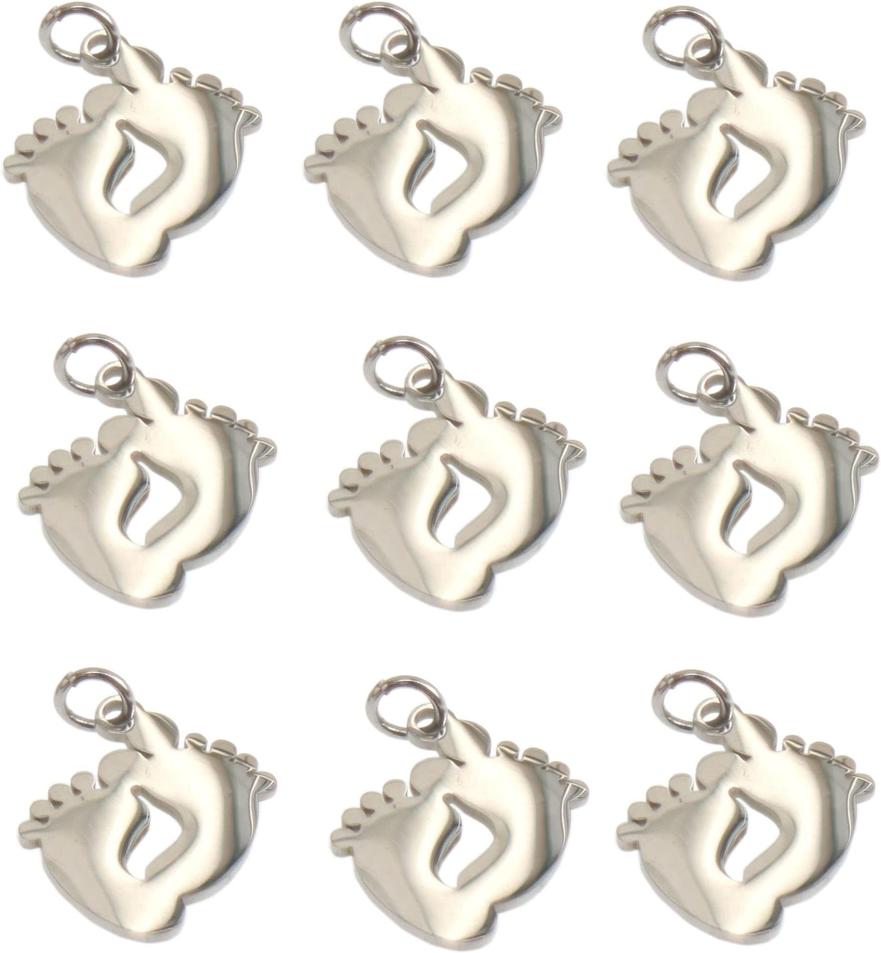 10pcs Stainless Steel Charms Footprint Shape Charms Pendant DIY Necklace Bracelet Earring for Jewelry Making