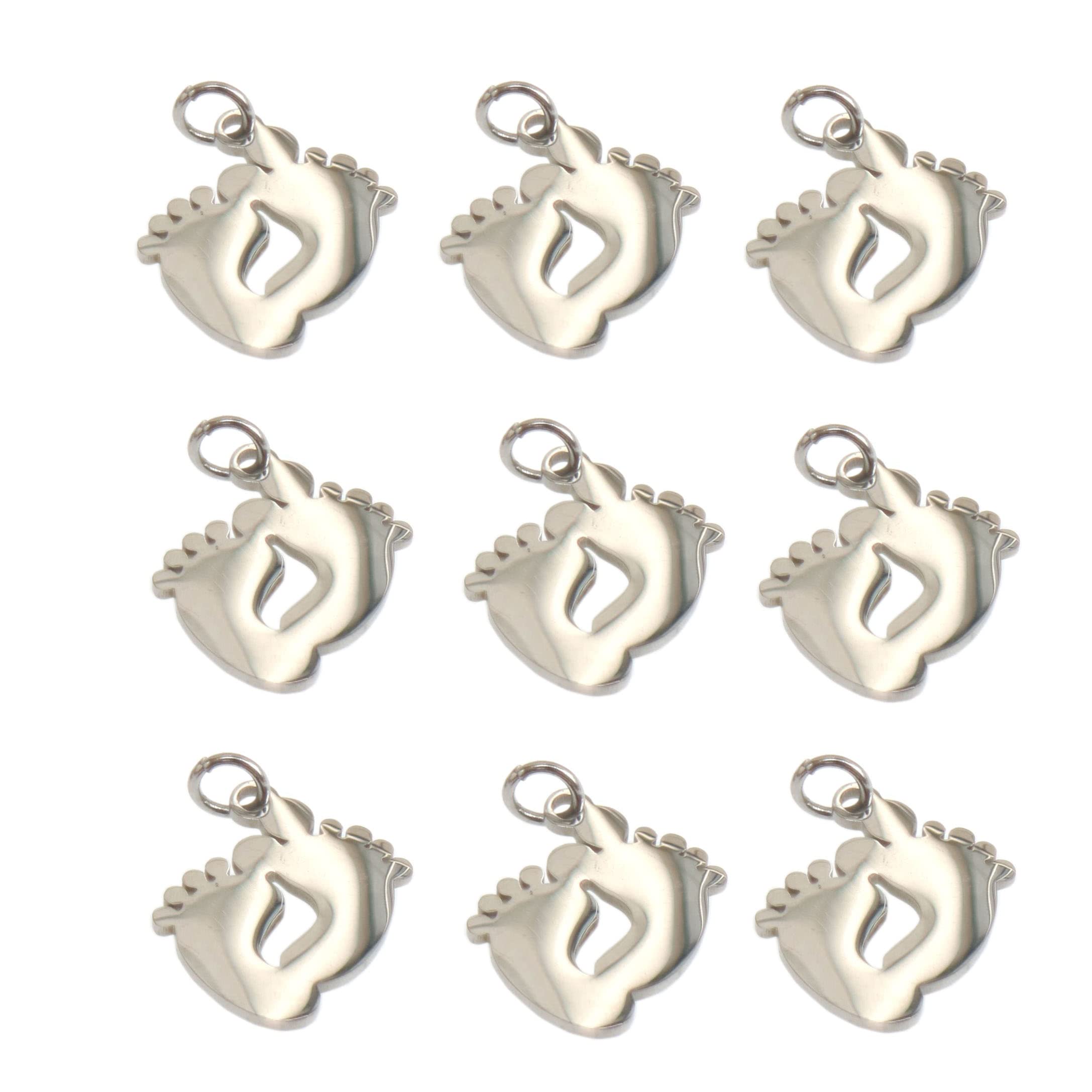 10pcs Stainless Steel Charms Footprint Shape Charms Pendant DIY Necklace Bracelet Earring for Jewelry Making
