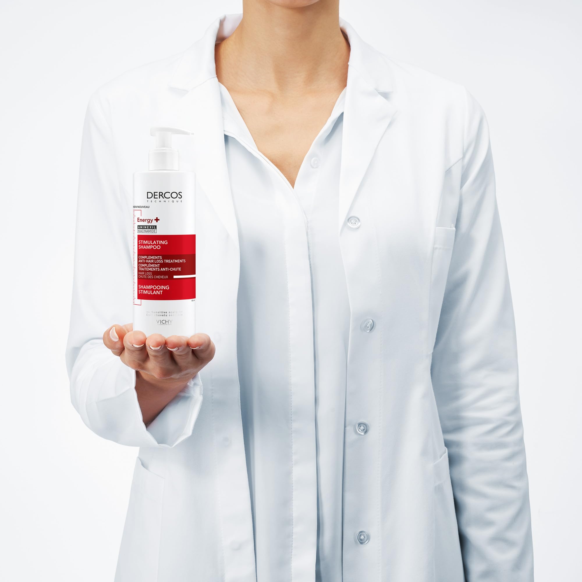 Vichy Dercos, Shampoo Energizzante, Per Tutti i Tipi di Capelli, Azione Anti-Caduta, Capelli Sani e Forti, Arricchito con Aminexil e Niacinamide