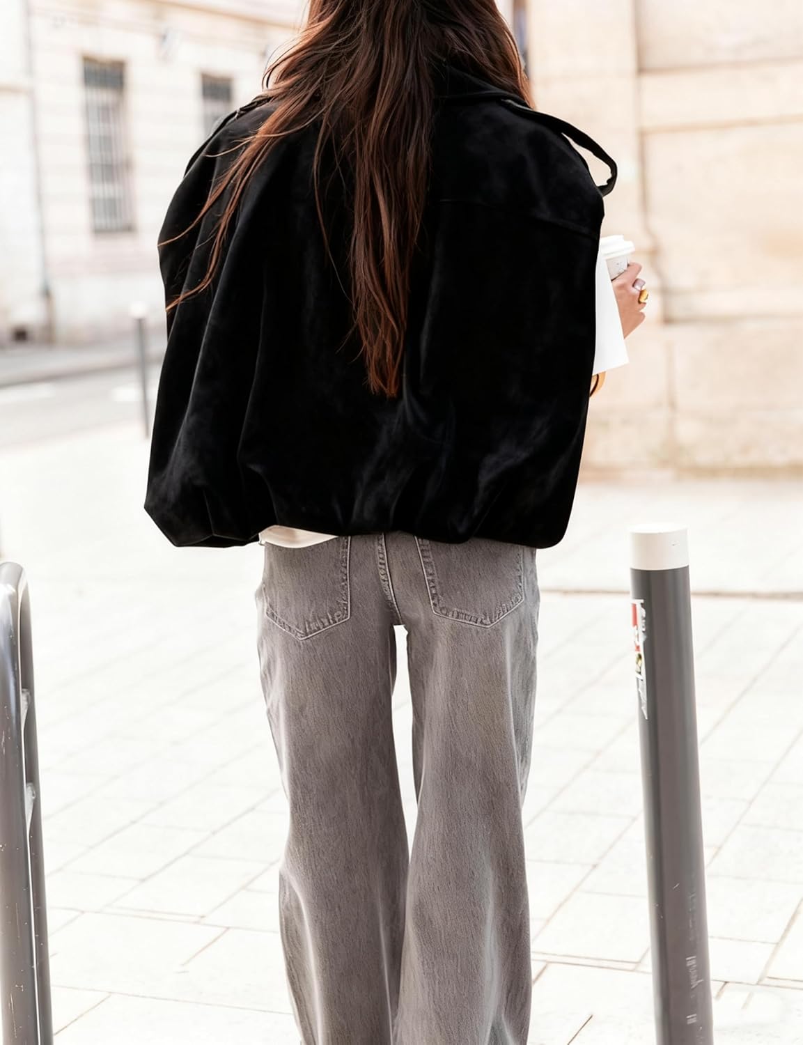 APAFES Womens Faux Suede Vest Oversized Lapel Pilot Sleeveless Jacket Fall Trendy Vest Tops Streetwear - Image 3