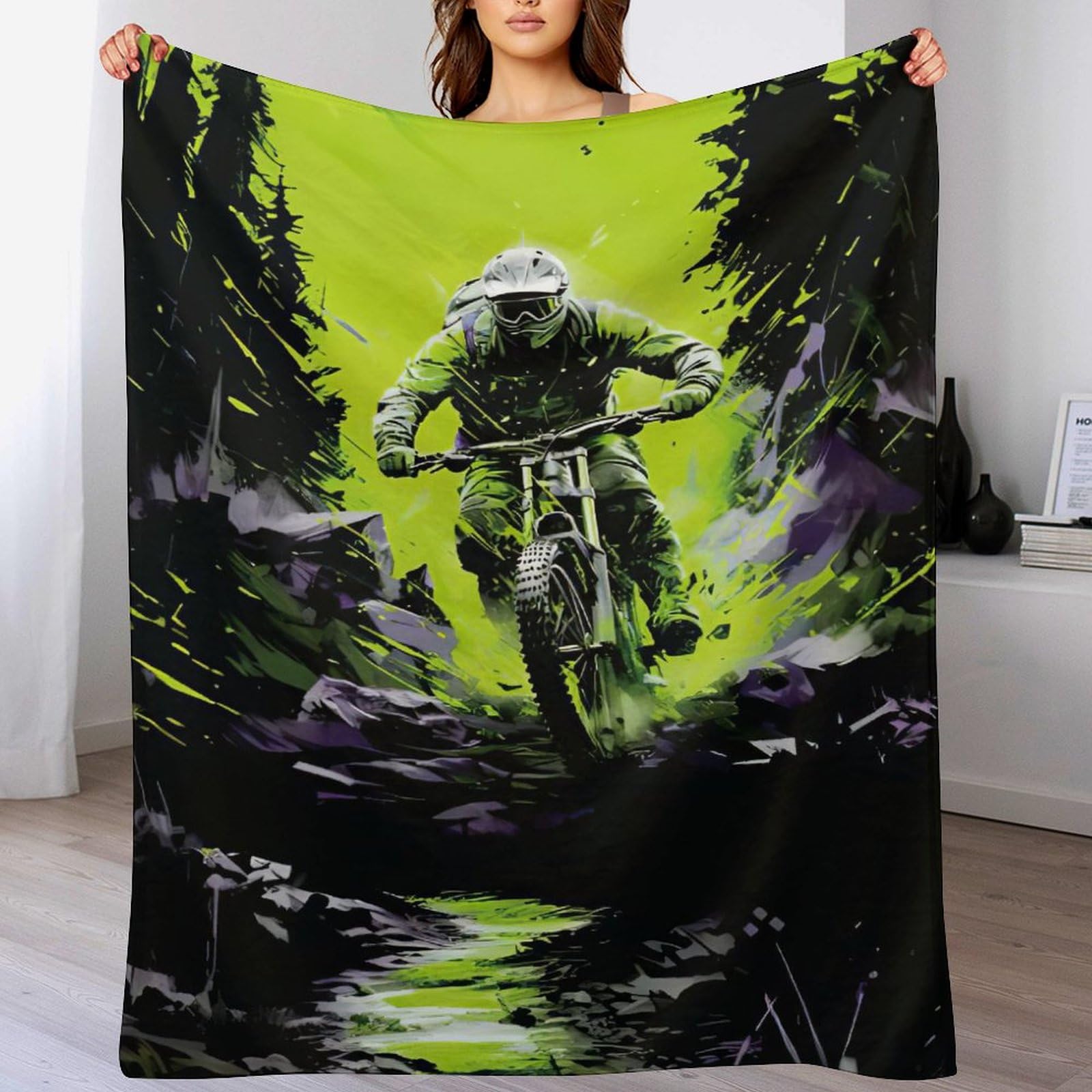 Couverture polaire vélo de montagne légère pour lit et sofa