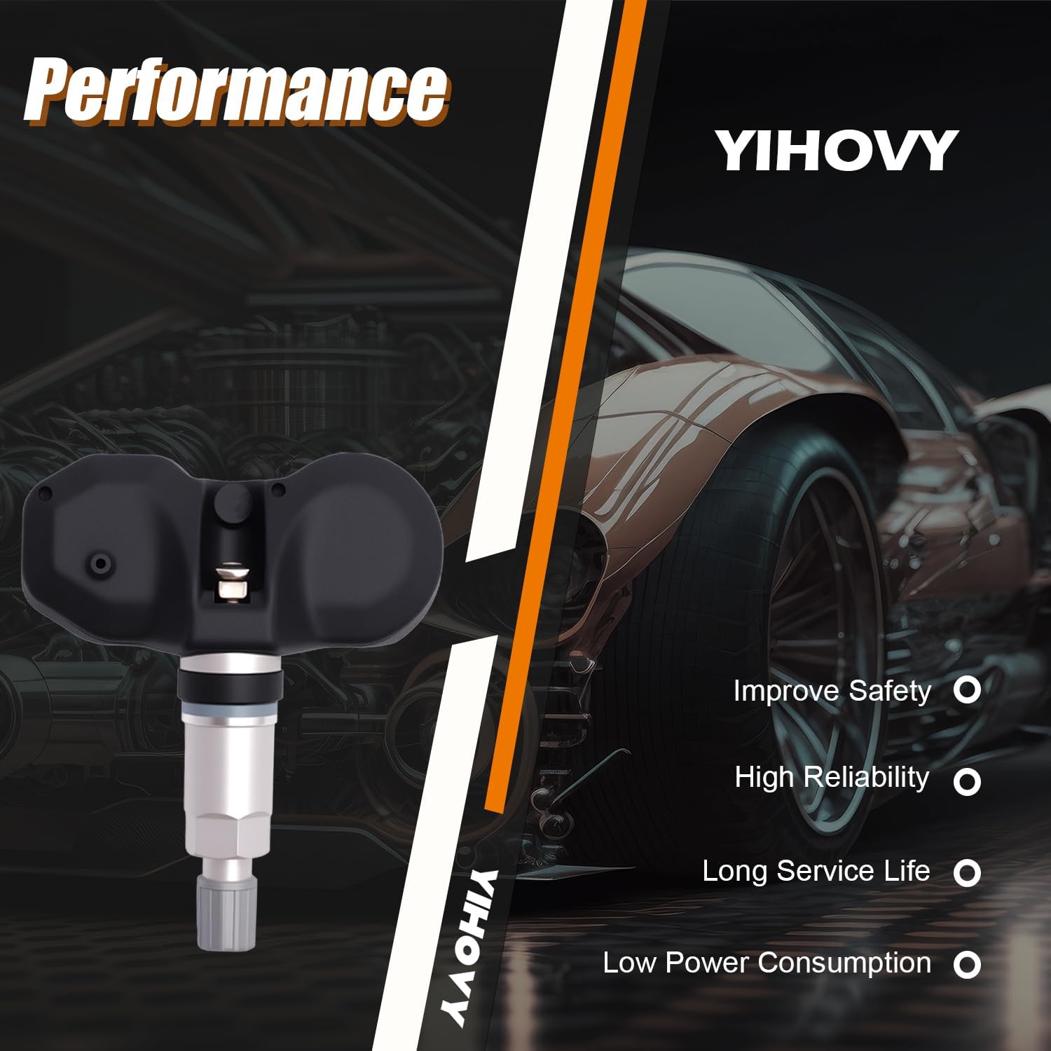 Pre-Programmed TPMS Sensor Tire Pressure Monitoring Sensor 4F0907275D fit for Audi A6 A7 Q7 R8 RS7 S6 S8, fit for VW Touareg, fit for Porsche 911 Cayenne Panamera, fit for Bentley - 433MHz (4)