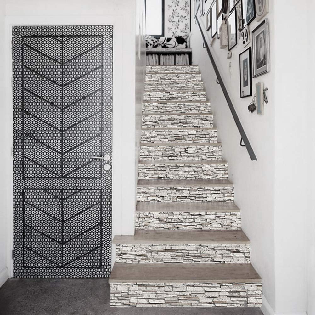 Ymxygz 7 Pezzi Adesivo per Scale con Struttura in Legno Adesivo per