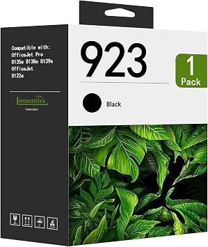 923 Black Ink Cartridge Replacement for HP 923 Cartridges Ink use with OfficeJet 8122e OfficeJet Pro 8135e 8138e 8139e Printer 1-Pack