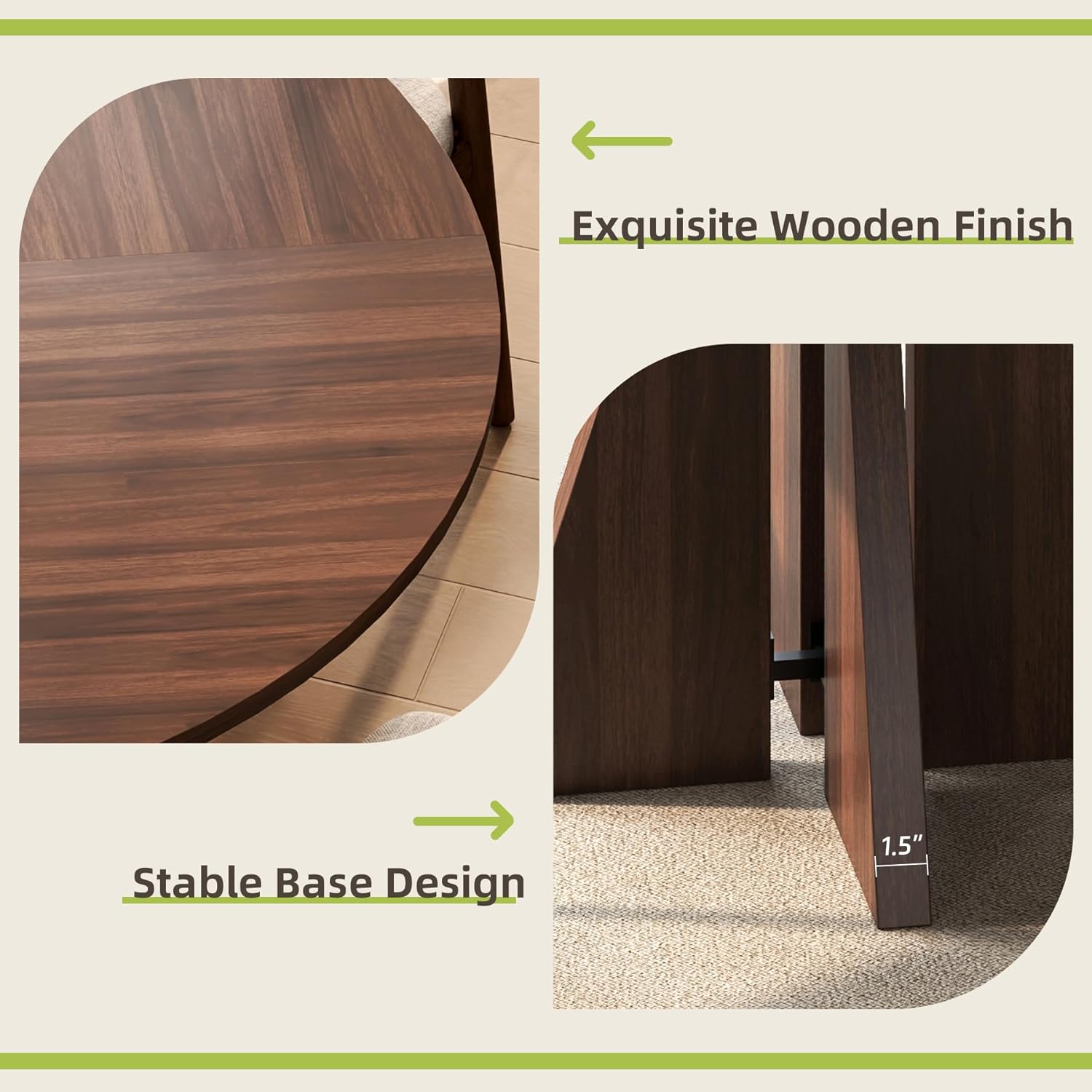55.25" Round Dining Table for 4-6 People, Modern Farmhouse Wooden Circle Kitchen Dinner Table with Geometric Base for Dining Living Room,Small Space, Apartment, Dark Walnut