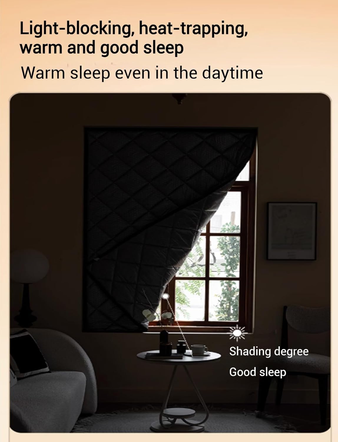 冬用の窓断熱、厚手の綿入り断熱窓カバー、熱を保つ窓カバー(90x140cm/3x4.6ft)