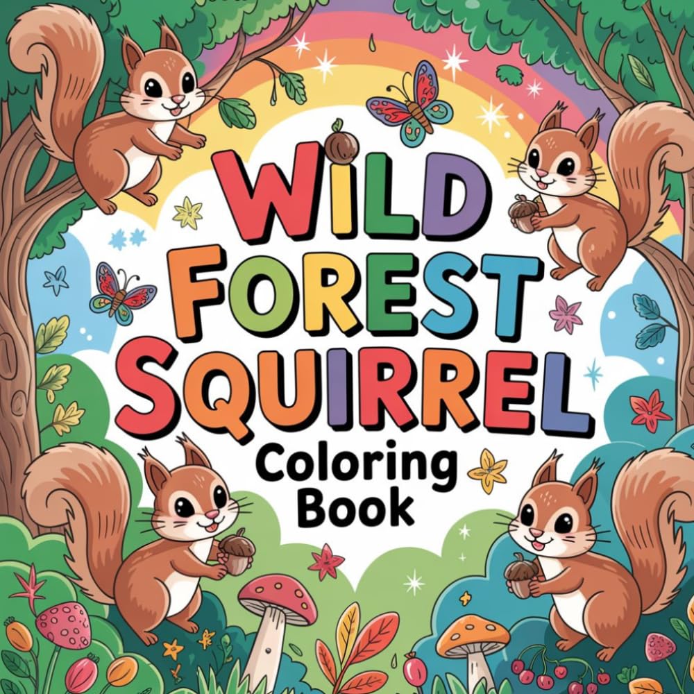 Wild Forest Squirrel Coloring Book: squirrel relaxation for women coloring book, woodland squirrel stress relief kids book, forest squirrel focus ... wildlife squirrel stress relief women book