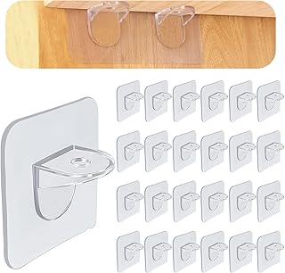 24 Pieces Adhesive Shelf Bracket, Plastic Shelf Support Peg, Punch Free Reinforced Design Partition Pins for Book Kitchen Cabinet Shelves Storage Closet Clapboard Layer