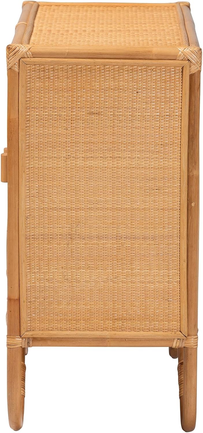 bali & pari Baylor Bohemian Light Honey Rattan Storage Cabinet