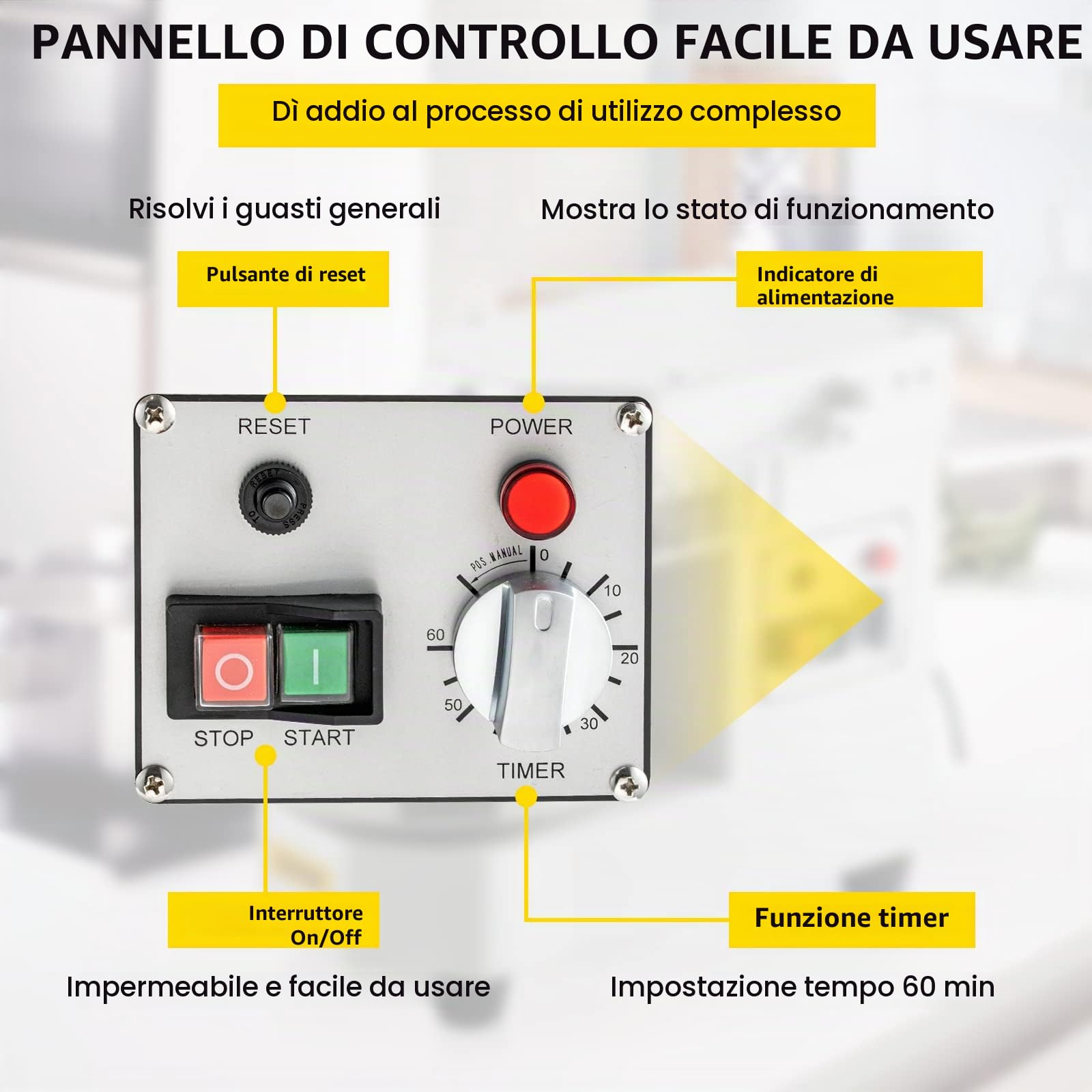 VEVOR Robot da cucina impastatrice, Impastatrice in acciaio inox 8L ca., Potenza nominale 550 W, Velocità 159 giri/min, Vasca in acciaio inox, Impastatrice timer per panifici, ristoranti, pizzerie