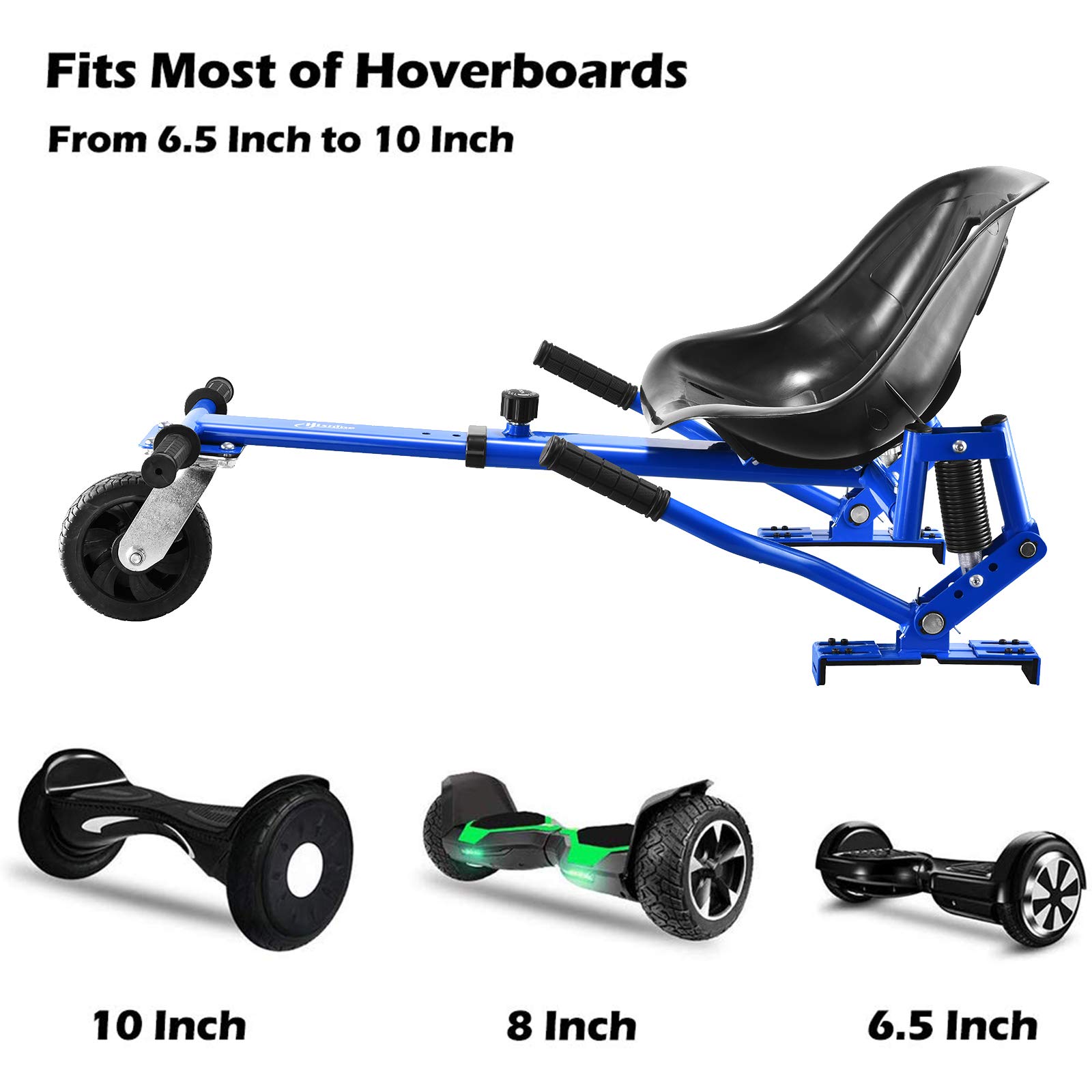 Hoverboard Seat Attachment, Buggy Hover Board Go Kart for Adults & Kids, Upgrade New Shock Absorption, Accessories to Transform Hover Board into Go Cart with Off-Road Tire (BLUE)
