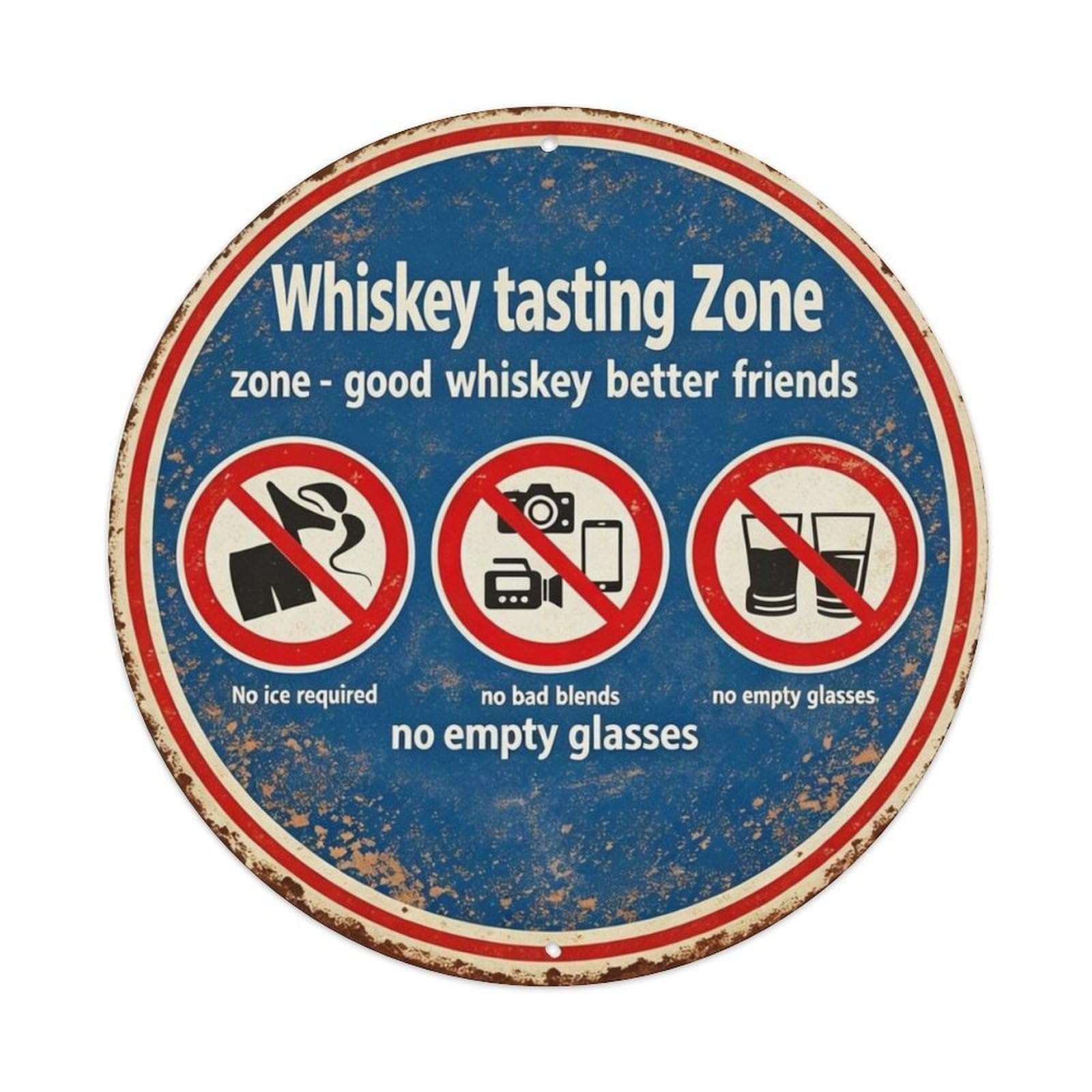 Whiskey Tasting Zone Metal Tin Sign Plaque