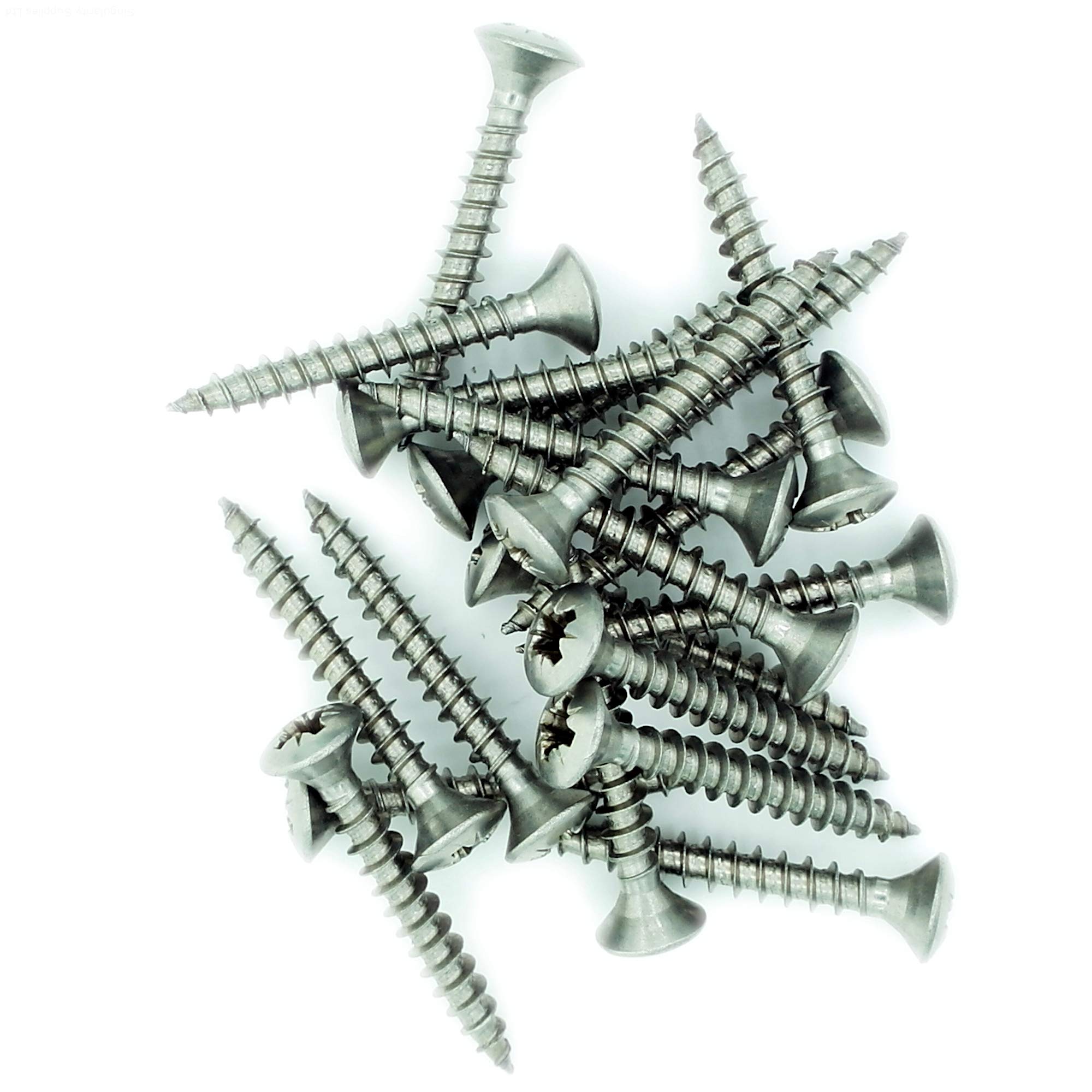 Singularity Supplies No.5 X 2 (3.5Mm X 50Mm) Pozi Raised Countersunk Chipboard Screw - Stainless Steel (A2) (Pack Of 20)