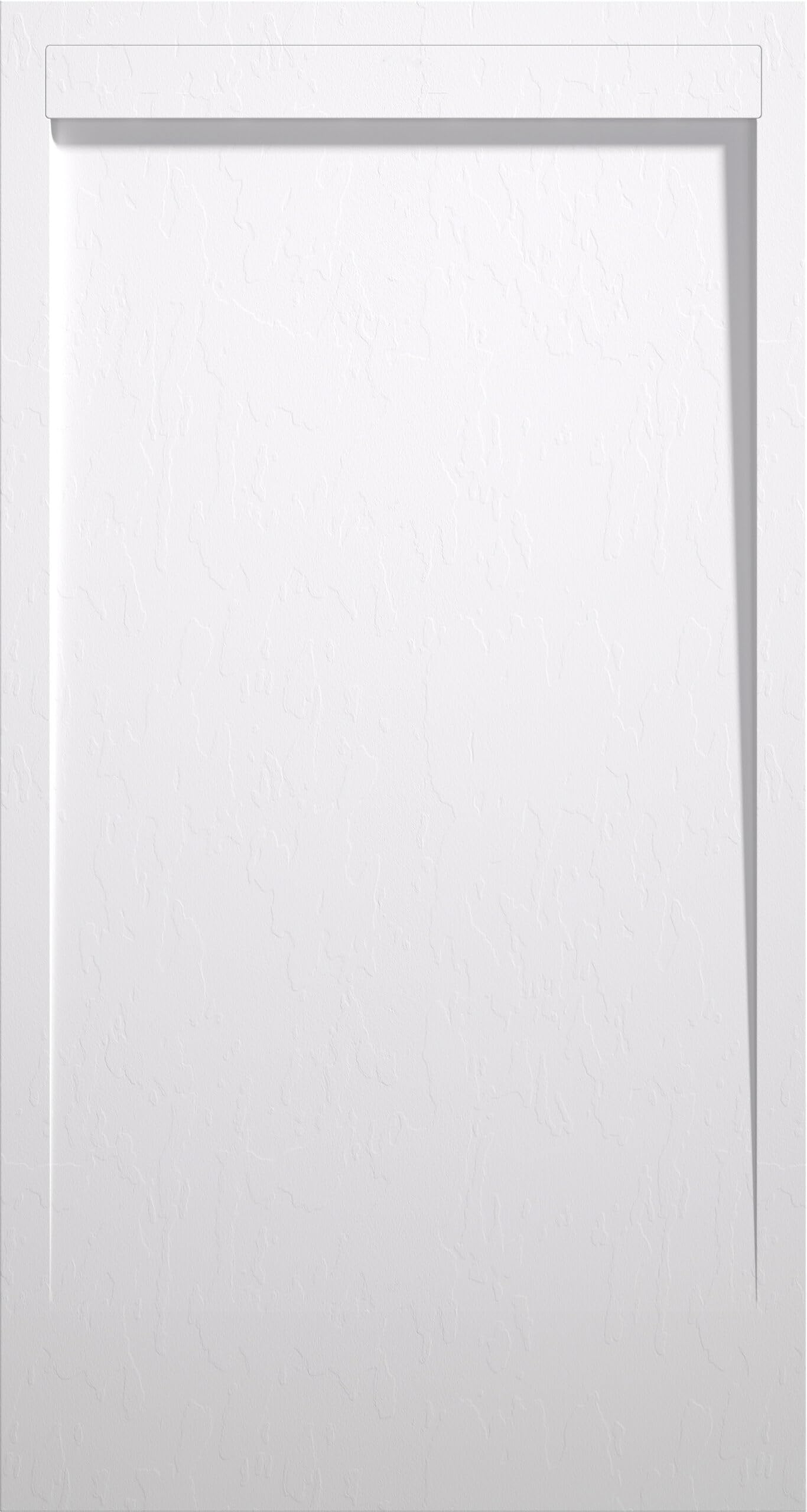 Plato de ducha resina FLOW desagüe lineal frontal Blanco 110x70 textura pizarra antideslizante rejilla extraplana integrada