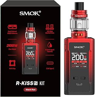Smok R-KISS 2 Kit | Original Smok 200W Vape kit with 6.5ML TFV18 Mini Tank Mini Meshed Coils Dual18650 Battery IQ-S Chip E Cigarette Vaporizer