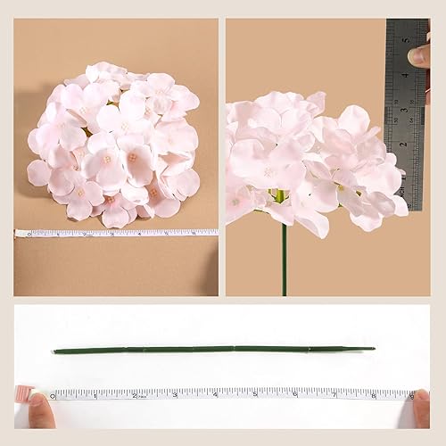 Miniatura 8 de Auihiay 64 piezas Flores Artificiales de Hortensia, Cabezas de Hortensia de Seda con Tallos, Flores de Hortensia Rosa para Bricolaje Centro de Mesa