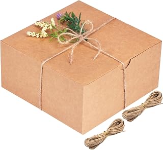 Moretoes Brown Gift Boxes Kraft 15pcs 8x8x4 Inches, Paper Cardboard with Lids for Christmas Gifts, Bridesmaid Proposal Boxes, Cupcake Crafting