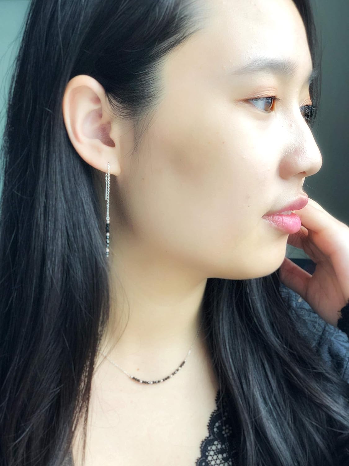 Dainty Gemstone Choker Necklace in Sterling Silver 925 - Image 2