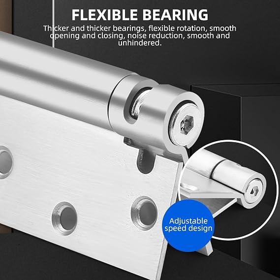 Self Closing Door Hinge, 4 inches,Auto Closing Spring Hinge with Adjustable Tension, Thickened 304 Stainless Steel Heavy Duty Door Hinges,with Mounting Screwdriver Hardware,(Matte Black) 2 Pack