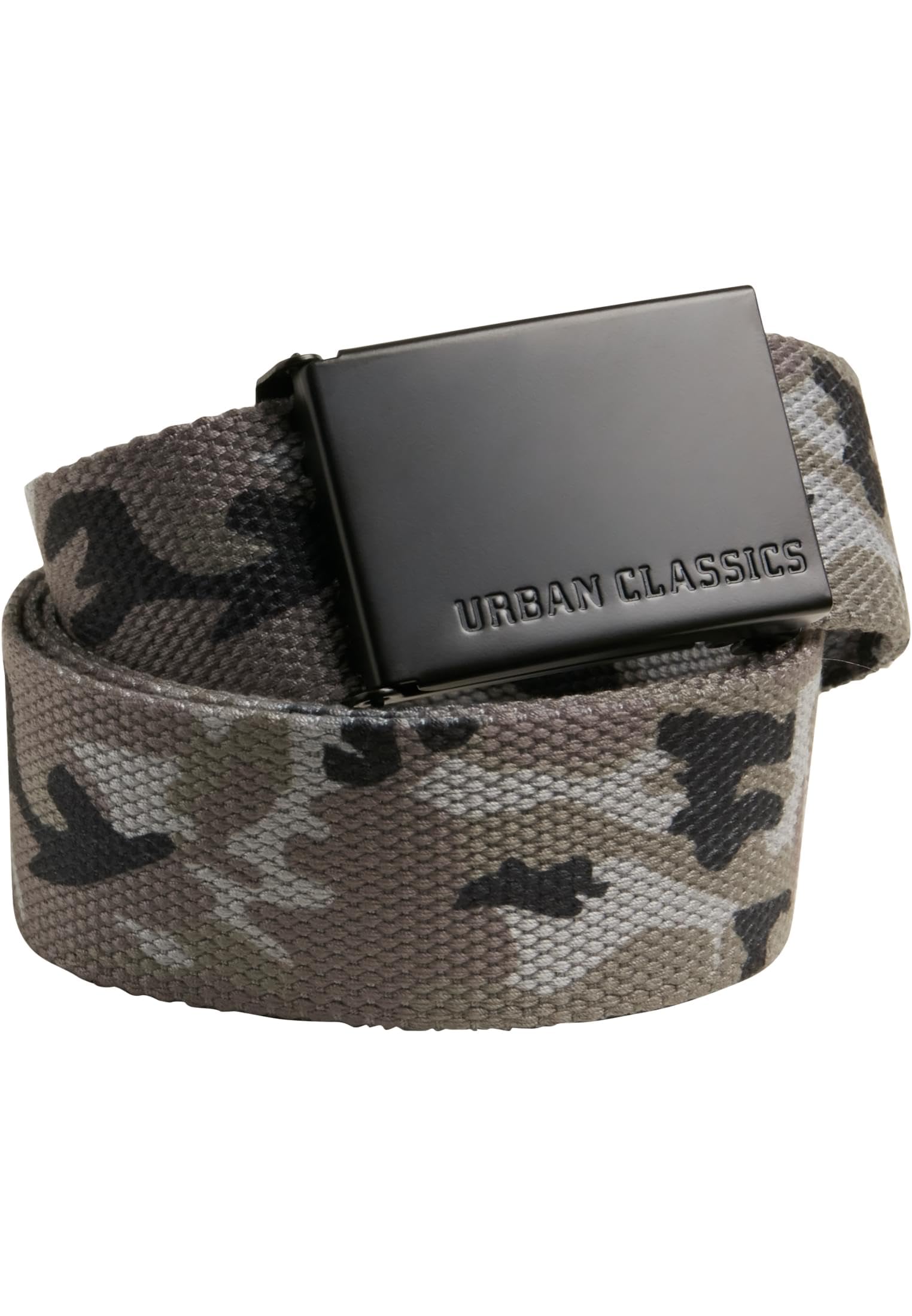 Urban Classics Canvas Belt, Grey Camo/Black, One Size