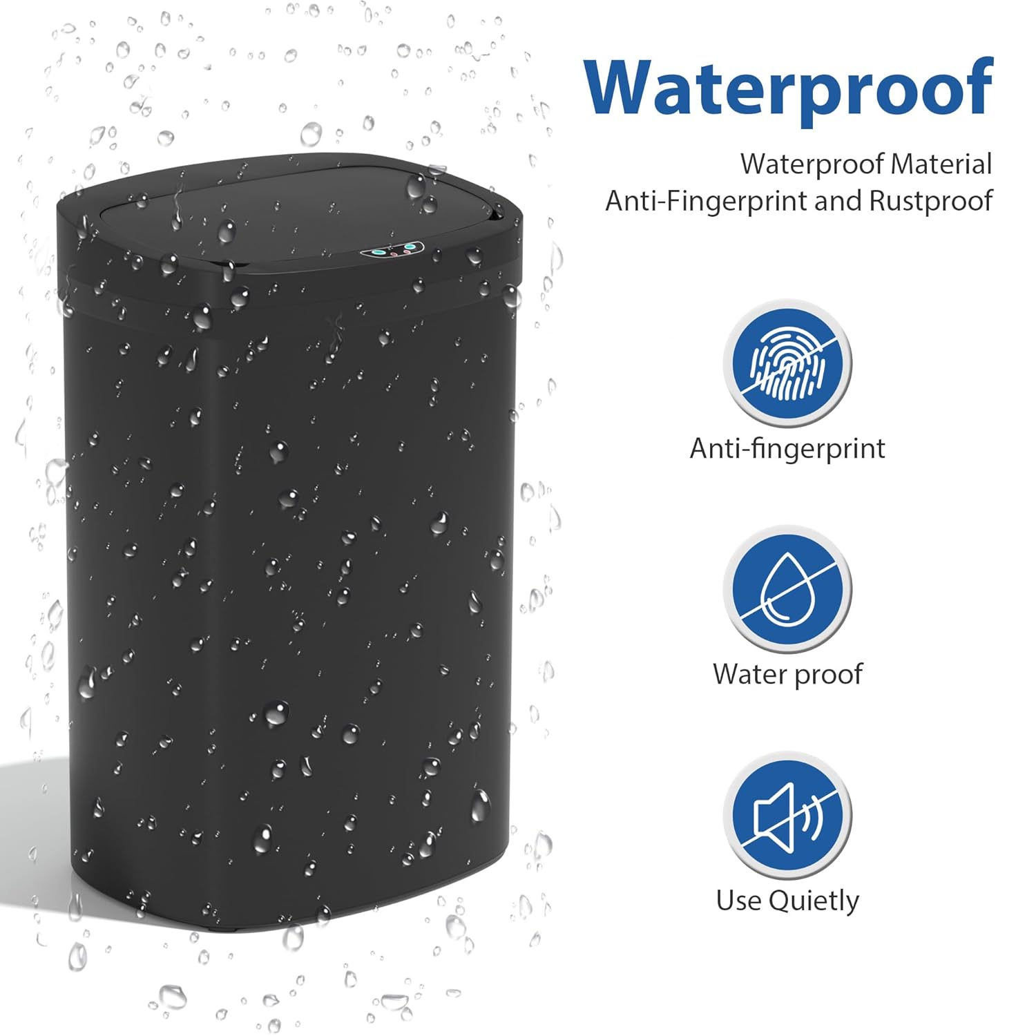 13 Gallon/50 L Kitchen Trash Can with Lid, Garbage Can with Touch-Free Lid, Cute Automatic Trash Can Bathroom Trash Bin, Motion Sensor Waterproof Trash Bin