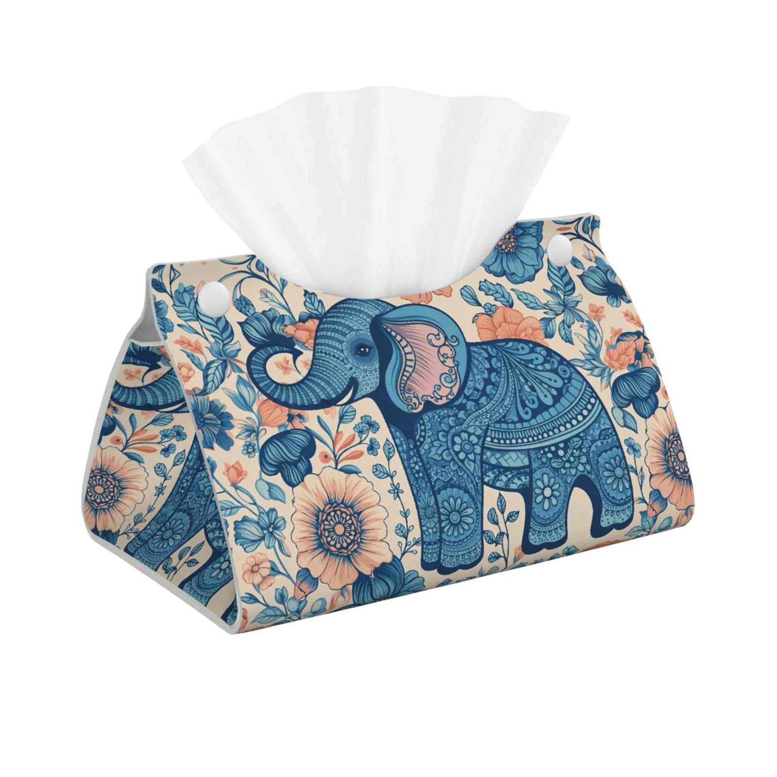 Elephant and Flower Long Tissue Box Cover Holder Home Decor Aesthetic 7.87'' x 5.12'' x 0.98''