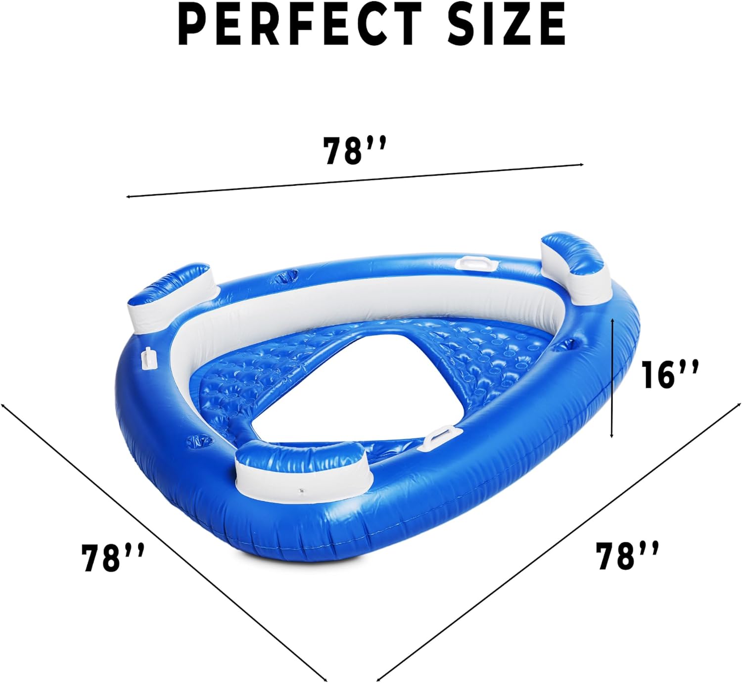 Zento Deals Inflatable Floating Island Pool Float-Multi-Person Relaxation Lounger with Cupholders for Ultimate Comfort in Pool, River, Beach, and Lake-Tanning Float, Big Floatie for Adults