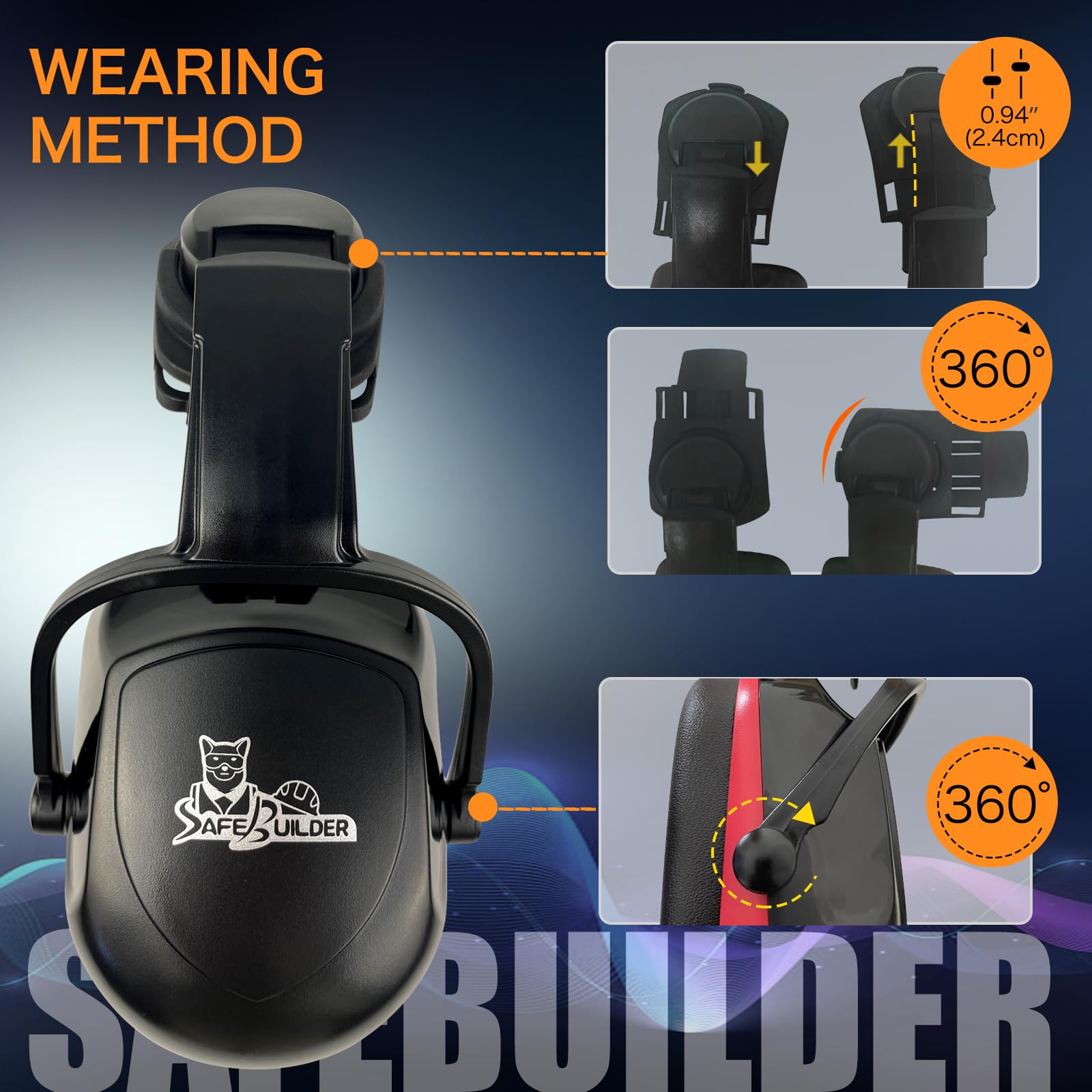 SAFEBUILDER, Orejeras para cascos duros, orejeras con reducción de ruido, protección auditiva para casco