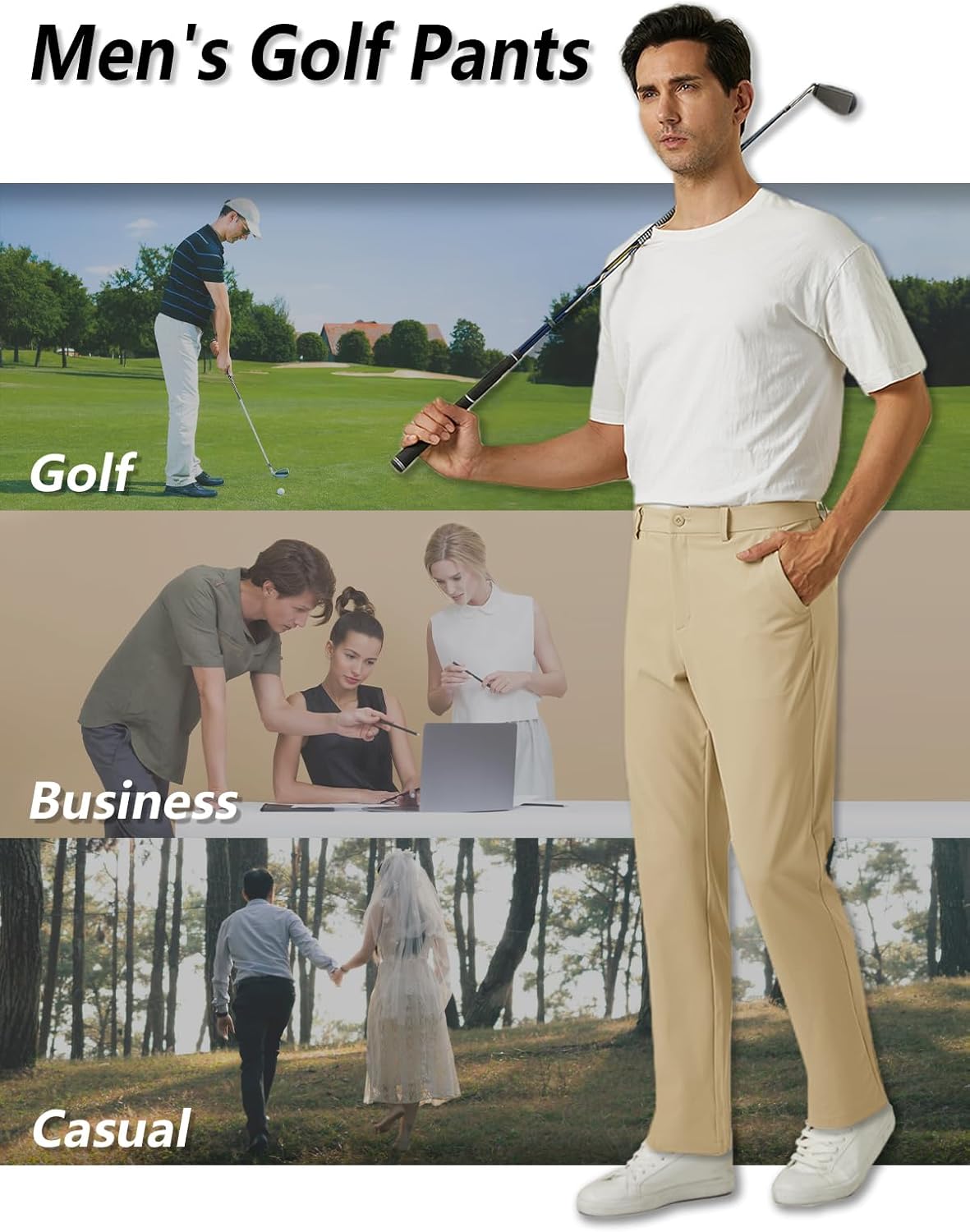 TACVASEN Golf Pants Men - 30"/32"/34" Stretch Lightweight Quick Dry Dress Pants for Men with Pockets for Work Casual - Image 7