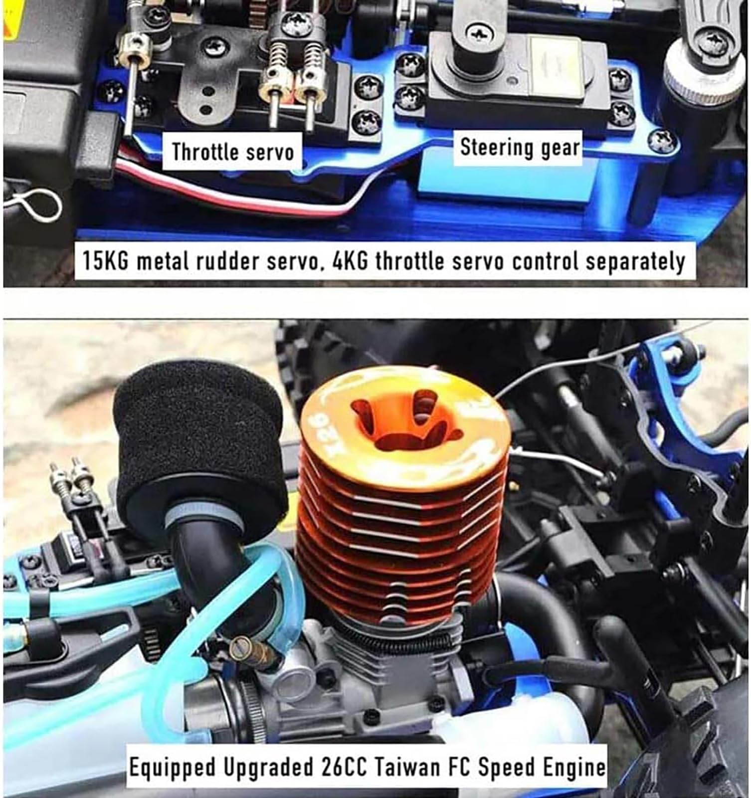 1/8 Samochód RC z napędem gazowym Samochód wyścigowy dla dorosłych 90KM/H Buggy 4WD 26CXP Silnik Rock Crawler Ciężarówka RC z napędem gazowym 125CC Pojazd zdalnie sterowany Samochody rajdowe