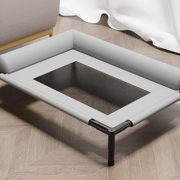 Chew Resistant Elevated Dog Bed Outdoor Cooling Bed Steel Frame Breathable Net Washable Small to Medium Elevated Bed with L Shaped Pillow