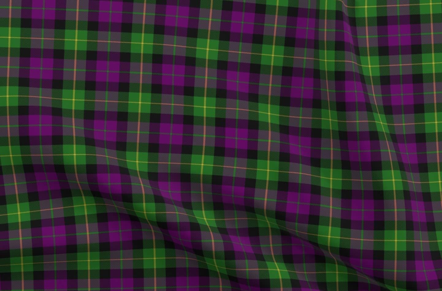 Spoonflower Fabric - Mardi Gras Plaid Purple Green Printed on Petal Signature Cotton Fabric Fat Quarter - Sewing Quilting Apparel Crafts Decor