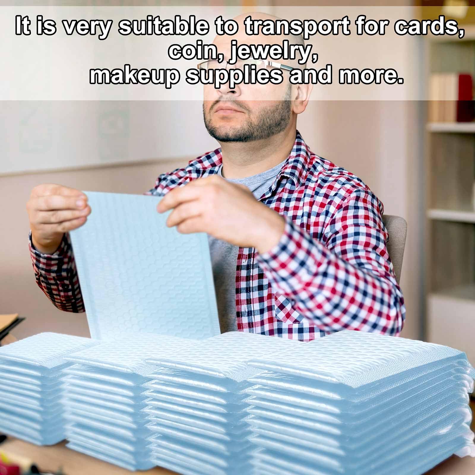 Henoyso Lot de 100 enveloppes à bulles autocollantes imperméables rembourrées pour envoi postal, fournitures d'emballage de petites entreprises - 4 tailles (bleu)