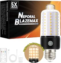 Neporal BlazeMax Rechargeable Light Bulbs with Remote, Wide Dimming Range Bright Battery Operated Light Bulb with Remote for Sconces, Dimmable Bombillos Recargable, 3 Colors, 4 Level Timer, E26