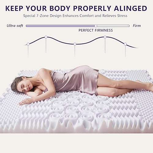 Miniatura 2 de Homemate Cubrecolchón de espuma viscoelástica tamaño King, cubrecolchón de enfriamiento de doble capa de 4 pulgadas, espuma viscoelástica de gel de