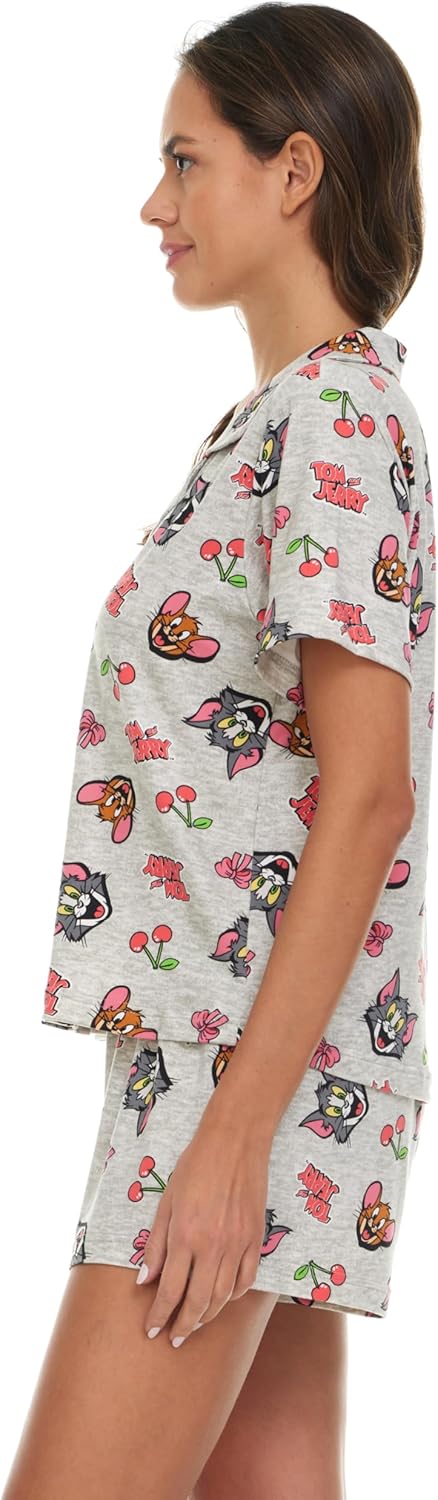 COCO BRANDS Looney Tunes Womens Pajama Sets - 2 Piece Short Sleeve Button Down Womens Sleep Shirts and Pajama Shorts (XS-XL) - Image 6