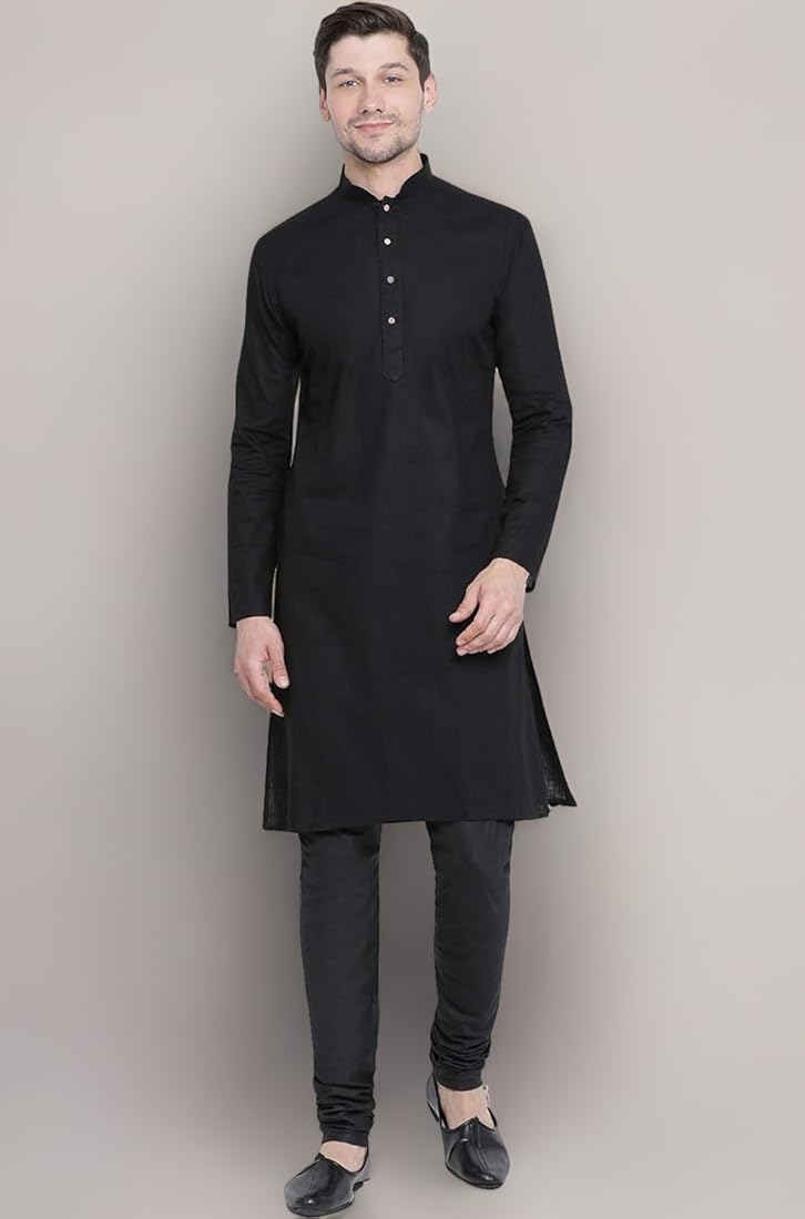 VASTRAMAY Herren Kurta Pyjama Set - Baumwolle Seide Ethnic Outfit Für Feste