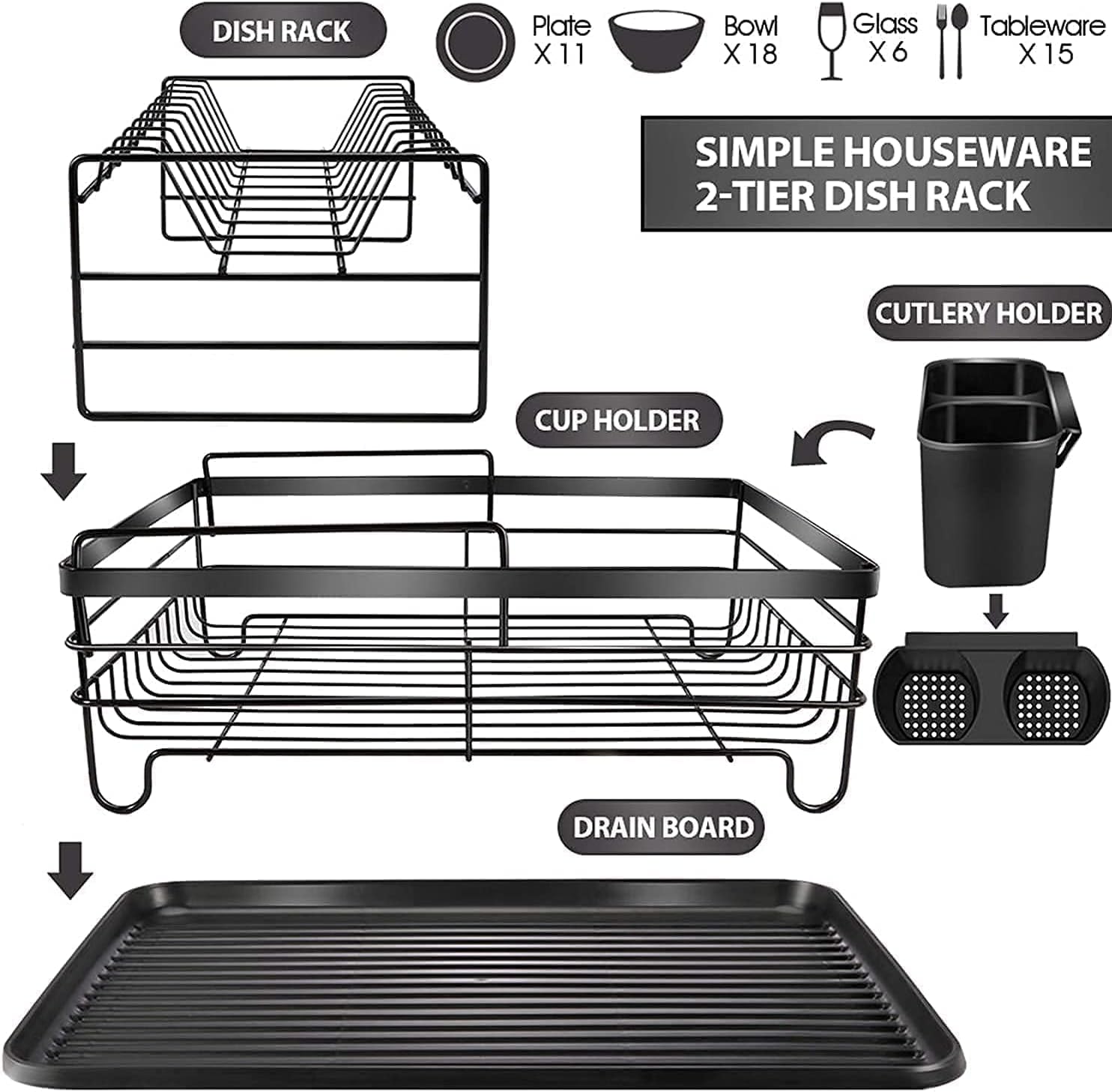 Exclusive | Dish Rack Dish Drying Stand Dish Drainer Plate Rack Dish rake Kitchen Organizer Dish Drying Rack Countertop Large Antibacterial Kitchen Utensils Dish racks Dish Stand 2026 - view 2